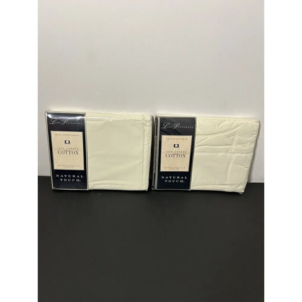 LADY PEPPERELL NO-IRON PERCALE TWIN FITTED and Flat Sheet 180 Thread Count
